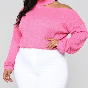 Sweater-Off Shoulder-Pink